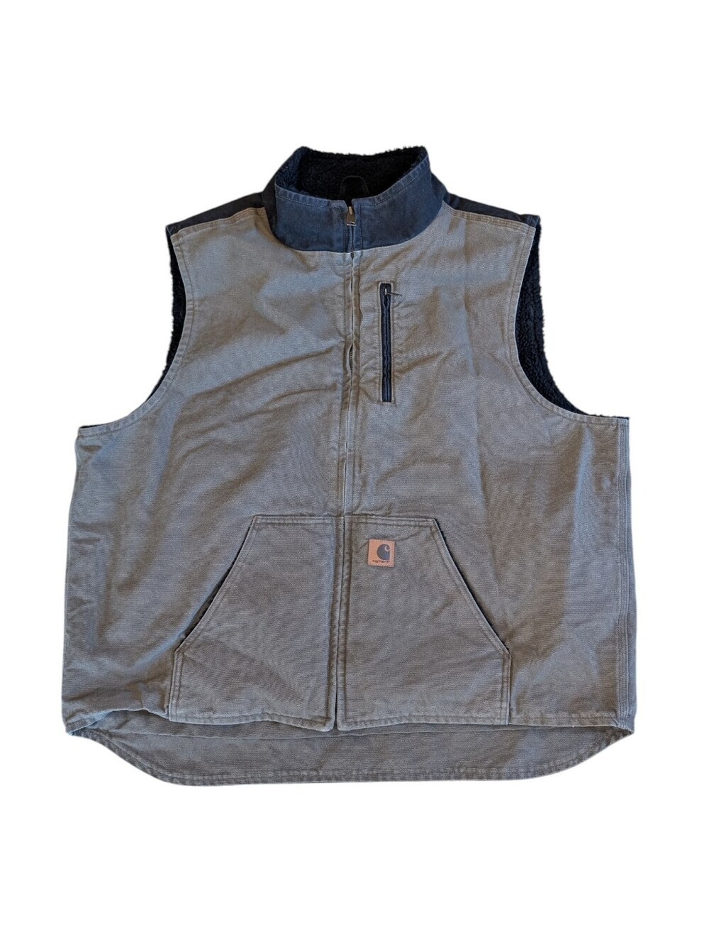 Carhartt Vintage V33-239 Sherpa-Lined Work Vest in Grey Black Mens 2XL TALL